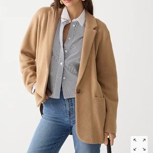 J. Crew Cecile Relaxed Sweater Blazer in Heather Khaki (Camel) in size Small NWT